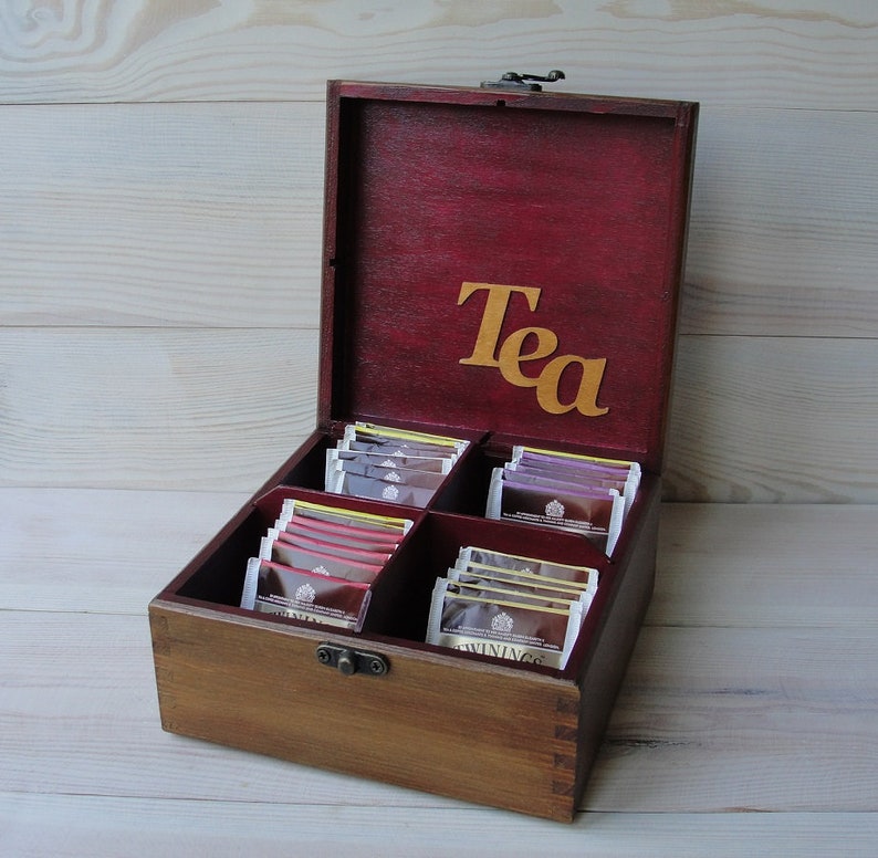 Wooden Tea Box Tea Storage Box Tea Bag Box Tea Bag Storage Tea Etsy