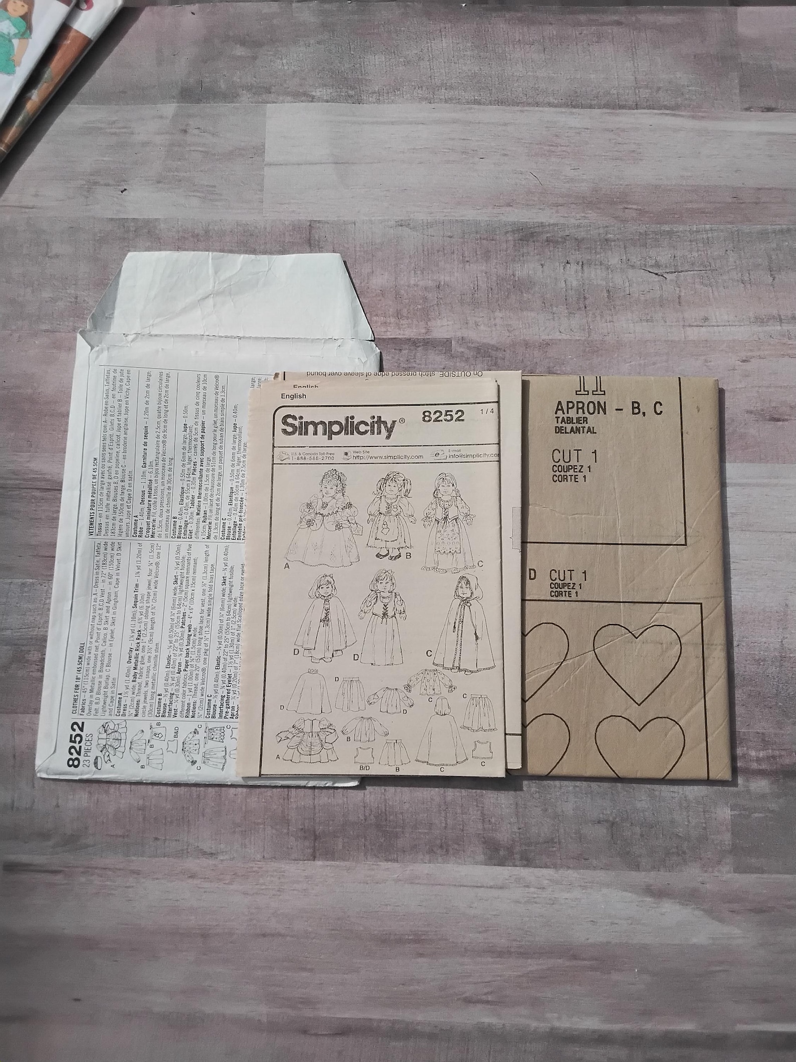 Little Red Simplicity Pattern Simplicity 8252 Doll Costume Pattern, Cinderella, Snow White, Little ...