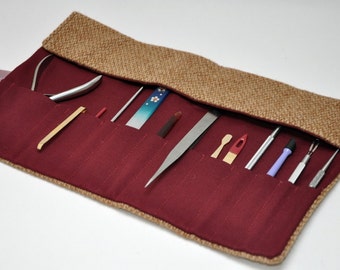 HARRIS TWEED roll up tool case /manicure case (Tools NOT included)