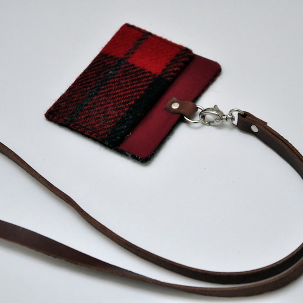 Harris Tweed badge/ID pass holder neck strap/lanyard