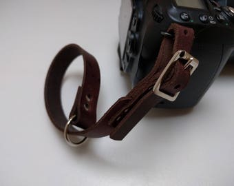 Premium veg-tan real leather camera strap/wrist strap for DSLR camera -  (FREE EMBOSSING)