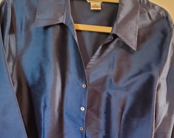 Ensemble Blouse 100% Soie Khaki & Jupe Dentelle Noire Allison Taylor - Taille L/12 - Occasion Très Bon État