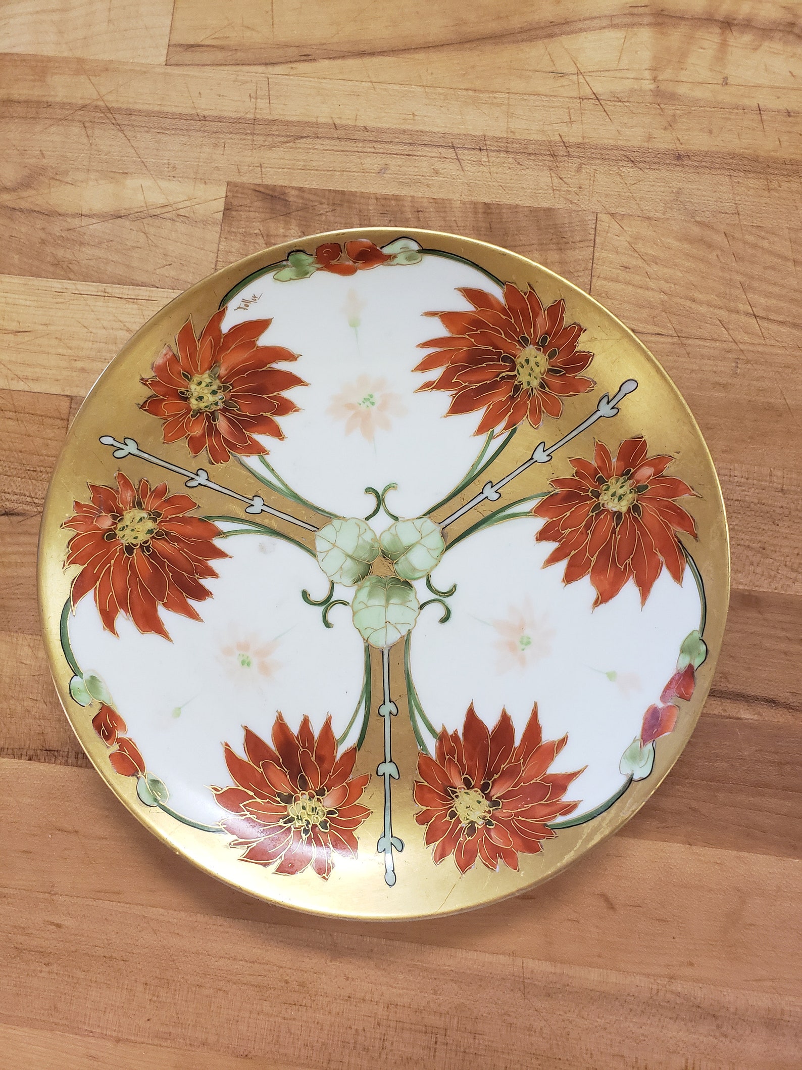 Handpainted Chinese gold plate Etsy