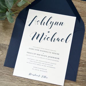 Moderne Hochzeitseinladung druckbar | Schlichte klassische Hochzeitseinladung |  Elegante Hochzeitseinladung |  Navy HochzeitSeinladung