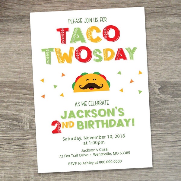 Taco Twosday Invitation  |  Taco Twosday Party Theme  |  Cinco De Mayo Birthday
