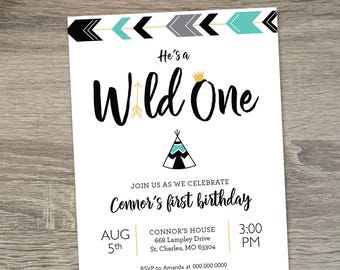 Invitación a Wild One Birthday Boy / Wild One First Birthday Theme Boy