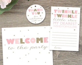Twinkle Twinkle Little Star Pierwsze urodziny Pakiet | Twinkle Twinkle Pierwsze urodziny Zestaw dopasowujący