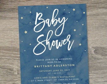 Starry Night Baby Shower  |  Twinkle Twinkle Little Star Baby Shower  |  Baby Shower Invitation Boy  |  Gender Neutral Shower Invitation