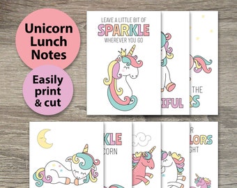 Printable Lunch Box Notes | Lunch Notes for Kids | Unicorn Lunch | Printable Worksheet for Kids | Positive Messages Printables | School Note