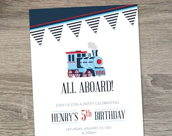 Train Birthday Invitation  |  Train Birthday Party  |  Boy Birthday Invitation | Boy Birthday Theme
