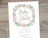 Spring Baby Shower Invitation  |  Baby Shower Invitation Girl  |  Woodland Baby Shower  |  Floral Baby Shower