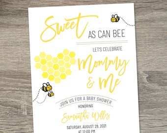 Bee Baby Shower Invitation  |  Sweet as Can Bee Baby Shower Invitation  |  Spring Baby Shower Invite  |  Summer Baby Shower Invite