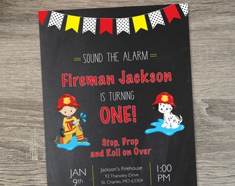 Firetruck Birthday Party | Firetruck Birthday Invitation | Fireman Birthday | Boy Birthday Invitation | Boy Birthday Theme