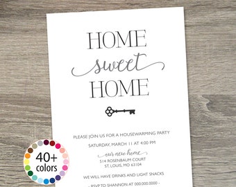 Invitación para fiesta de inauguración de casa / Invitación para inauguración de casa "Hogar dulce hogar" / Invitación imprimible para inauguración de casa / Fiesta de inauguración de casa sencilla
