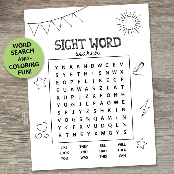 Kids Sight Words Etsy