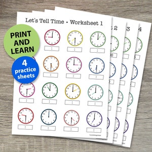 Telling Time Printable  |  Telling Time Clock Worksheets  |  Printable Learning Pages  |  Learning Activities for Kids First Grade