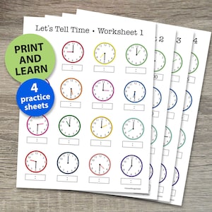 Telling Time Printable  |  Telling Time Clock Worksheets  |  Printable Learning Pages  |  Learning Activities for Kids First Grade