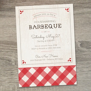 Housewarming Party Invitation  |  Gingham Housewarming Party  |  Picnic Housewarming Invite  |  Housewarming BBQ | Summer Housewarming Party