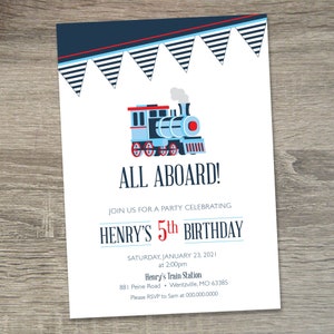 Train Birthday Invitation  |  Train Birthday Party  |  Boy Birthday Invitation | Boy Birthday Theme