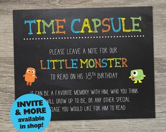 Invitación para el primer cumpleaños de un monstruo / Primer cumpleaños de un pequeño monstruo / Cápsula del tiempo con temática de monstruos