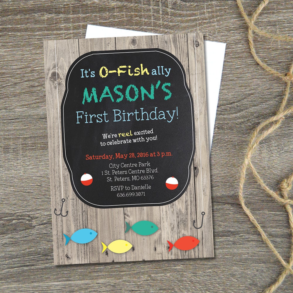Fishing First Birthday Invitation Little Fisherman Birthday | Etsy