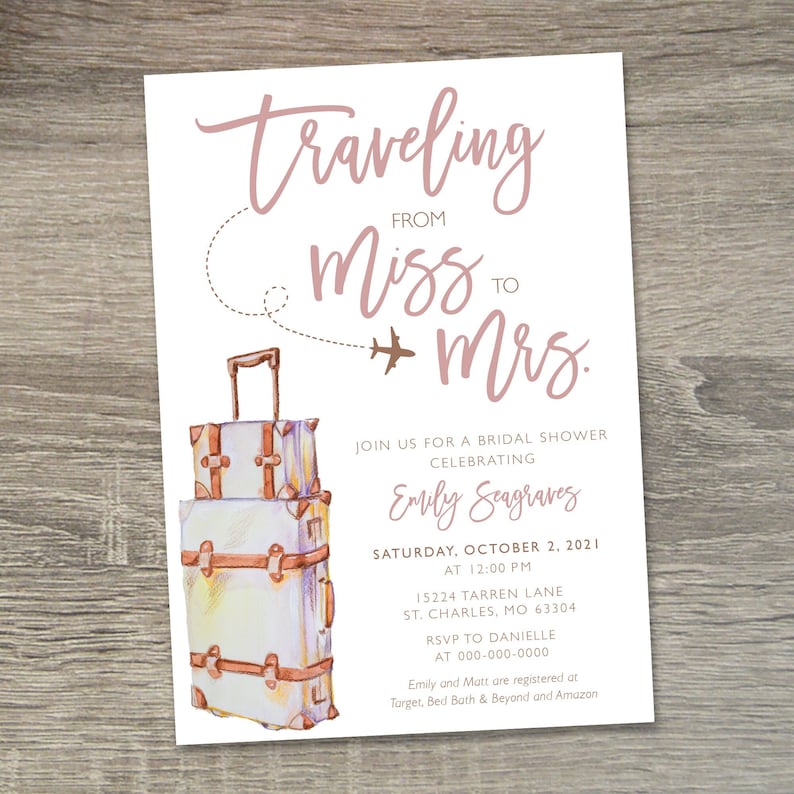 Traveling From Miss to Mrs. Bridal Shower Invitation Miss to Etsy