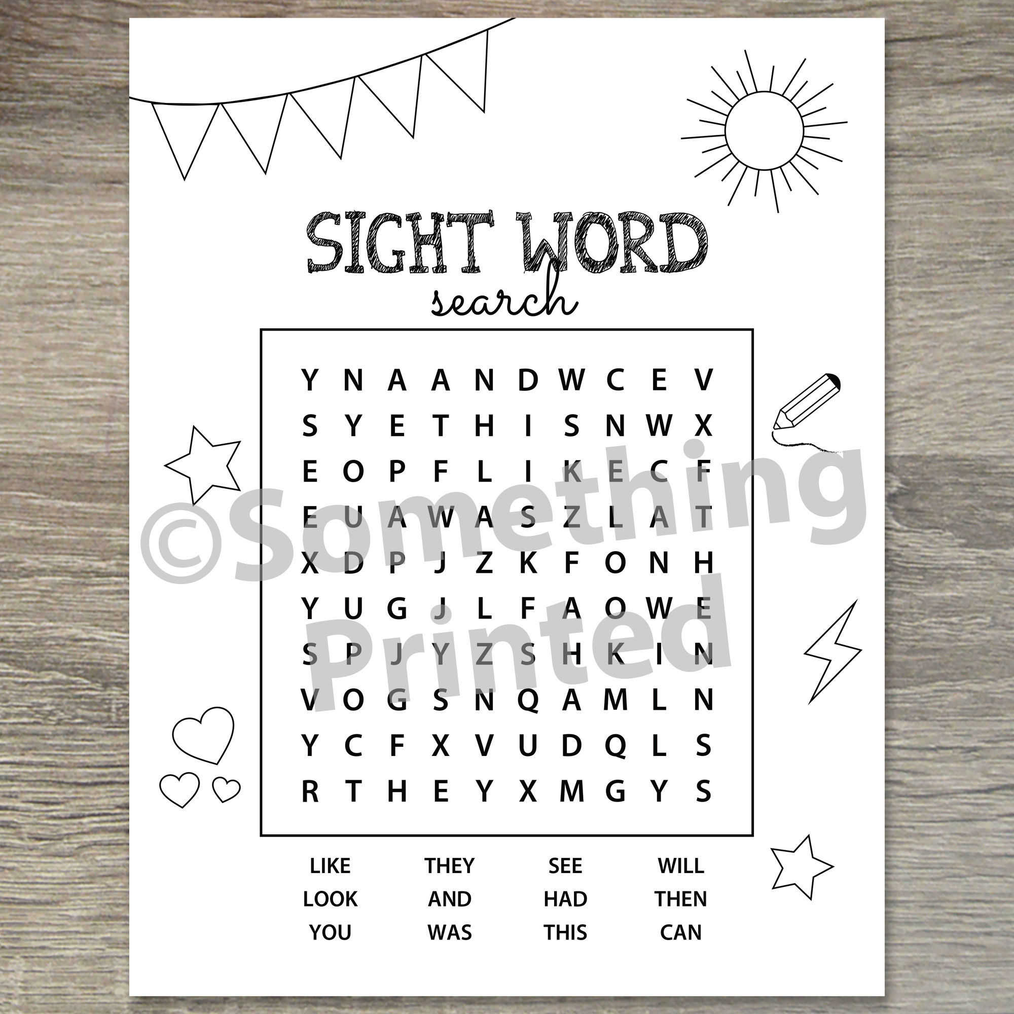 sight words game sight words printable worksheet etsy