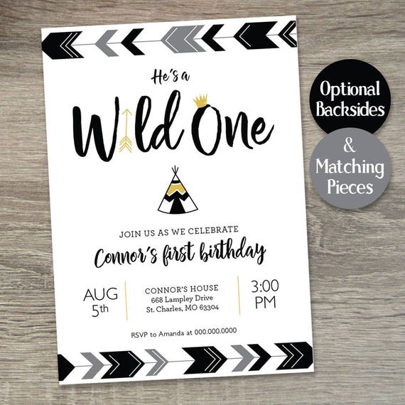 Wild One Birthday Boy Invitation  |  Wild One First Birthday Theme Boy