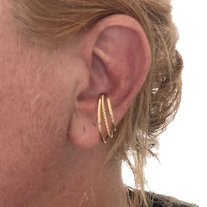 Ear Cuff trois anneaux or, grand modèle