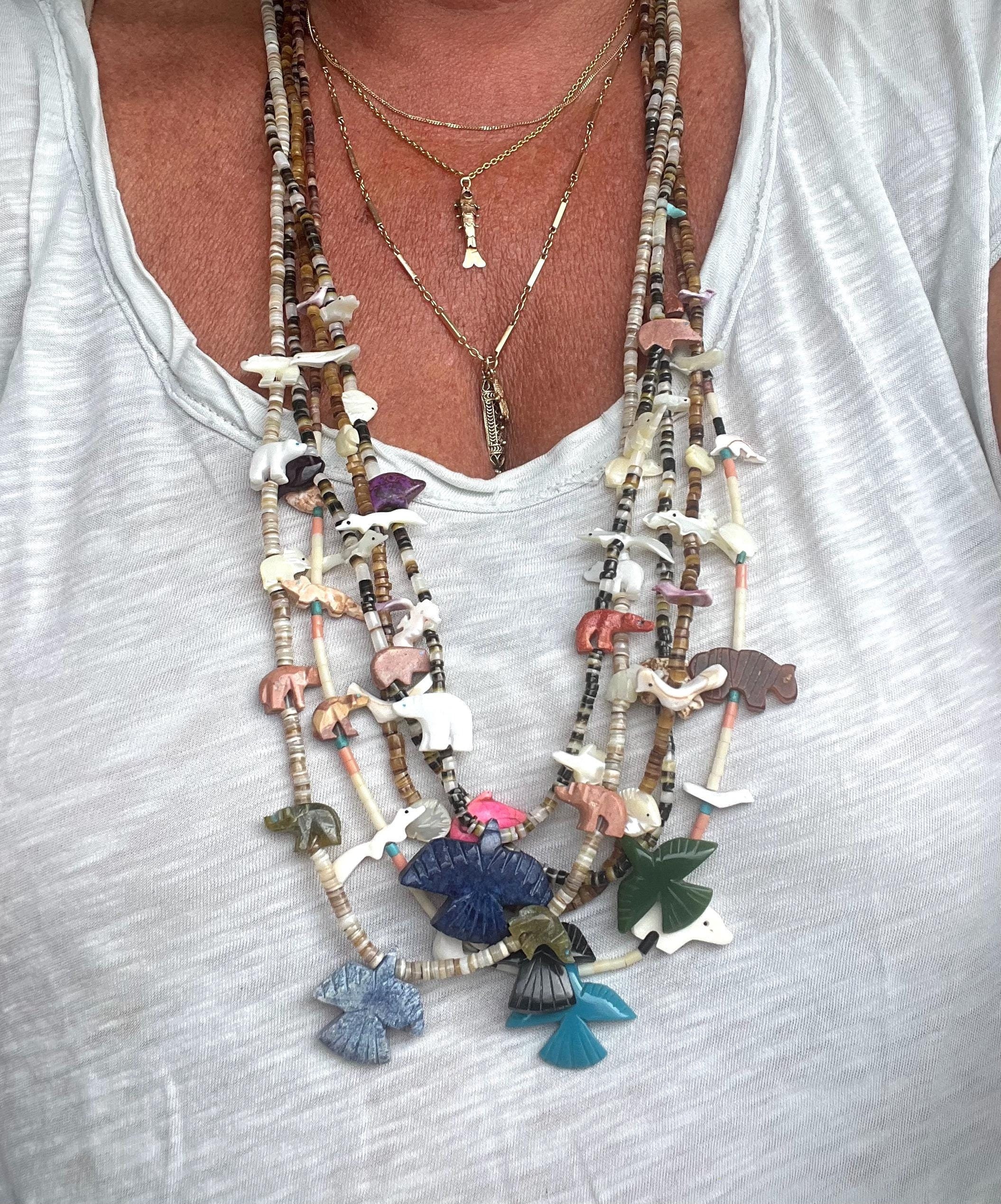 Collier Amérindien Spondylus et Gaspéite