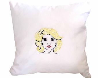 Blondie hand embroidered cushion