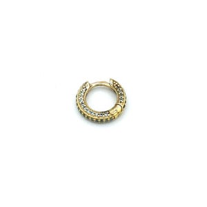Mini hoop earring paved with black zircons. Sold individually.