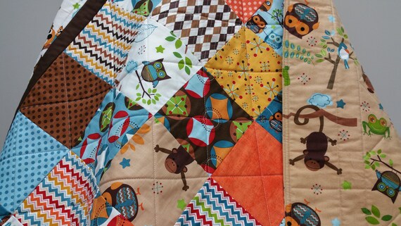 Safari Baby Quilt Hooty Hoot Crib Bedding Nursery Cot Etsy
