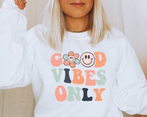 Good Vibes Only png for Sublimation DTG Design Smiley png Retro png, groovy png,