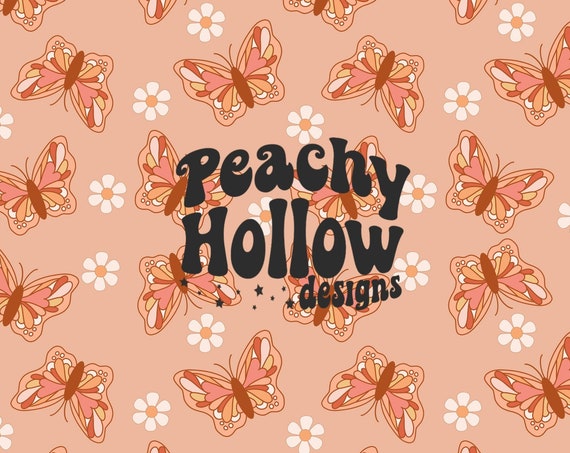 Seamless Butterfly Daisy Pattern Background Repeating Patterns Sublimation Seamless Retro png Smiley Surface Patterns 300 DPI Commercial Use