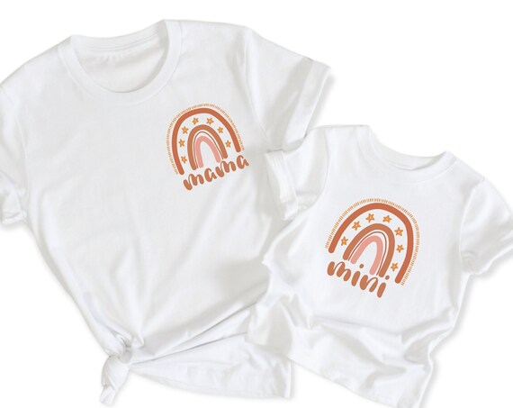 Mama and Mini Matching PNG for Sublimation Rainbow Mama & Mini png Designs Retro Design Downloads DTG Prints - 300 dpi PNG Transparent