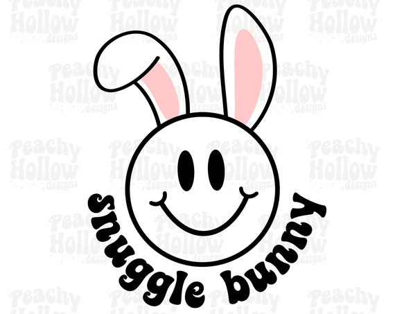 Snuggle Bunny png File for Sublimation DTF Design Smiley Face png Retro png, Easter png, Pocket Design
