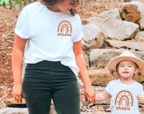 Mama and Mini Matching PNG for Sublimation Rainbow Mama & Mini png Designs Retro Design Downloads DTG Prints - 300 dpi PNG Transparent