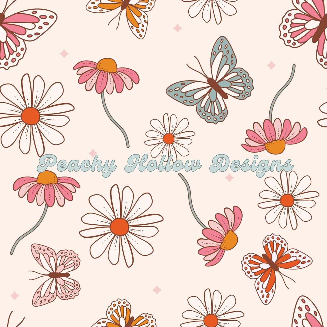 Seamless Butterfly Daisy Pattern Background Repeating Patterns ...