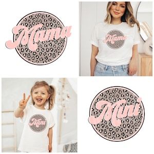 Mama e Mini PNG abbinati per sublimazione Leopard Mama e Mini png Design per sublimazione Design retrò DTG Designs 300 dpi Mama abbinata