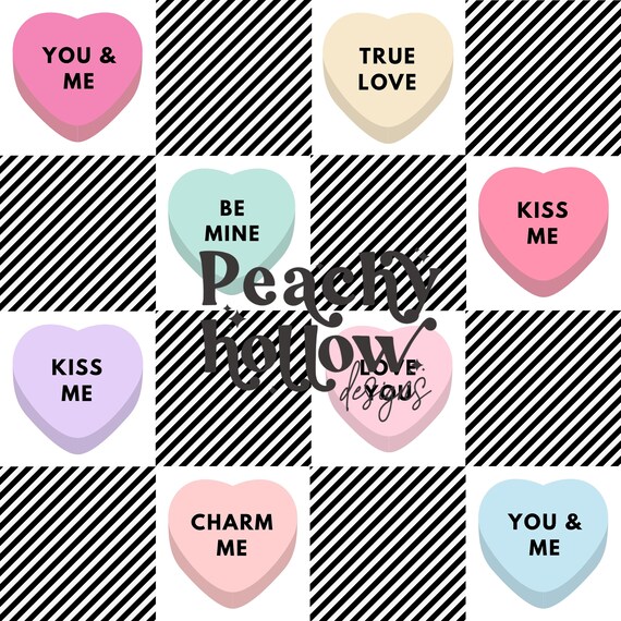 2 Seamless Heart Candy Valentines Background, Valentine Paper, Repeating pattern, 12x12, Commercial Use, Retro Pattern, Seamless Smiley Face