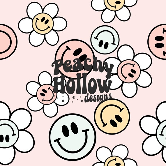 Smiley Retro Seamless Pattern Spring Repeat Patterns for Fabric Sublimation