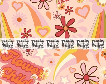 Retro Seamless Flower Child Daisy Pattern Spring Repeating Hippie Patterns for Fabric Sublimation