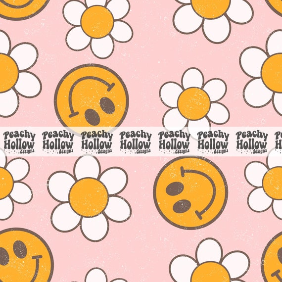 Smiley Retro Seamless Pattern Spring Repeat Surface Patterns for Fabric Sublimation