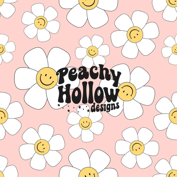 Seamless Smiley Daisy Pattern Background Paper Repeating Patterns Sublimation Seamless Retro Happy Face Patterns Commercial Use