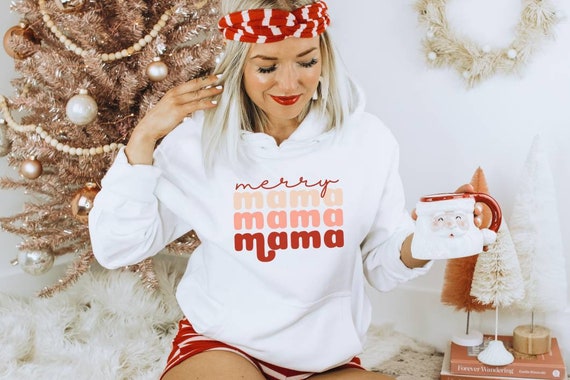 Merry Mama PNG for Sublimation Or Print, Christmas Sublimation, Stacked Retro Christmas Mama PNG, 300 dpi Commercial Use
