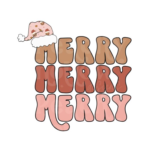 Merry Merry Merry PNG for Sublimation Or Print, Christmas Sublimation, Retro Christmas png, Smiley png, 300 dpi, Commercial Use