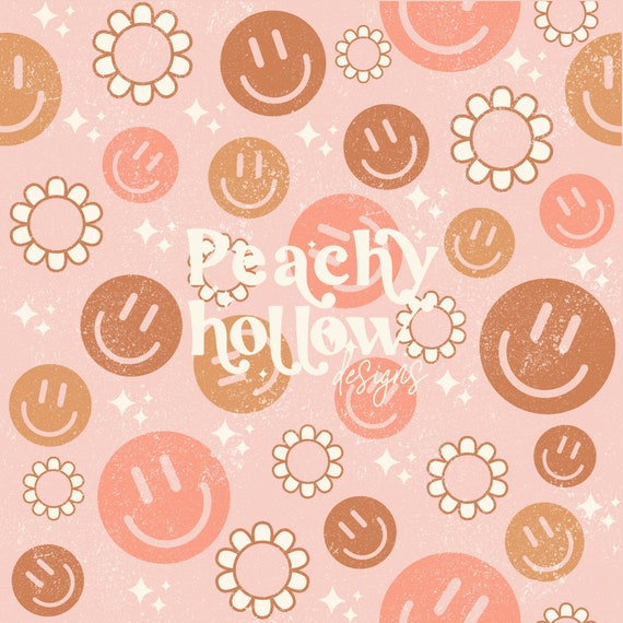 Smiley Face Seamless Pattern Background Paper, Scrapbook Paper, 12x12, Commercial Use, Sublimation, Retro, Happy Daisy Patterns, 300 DPI