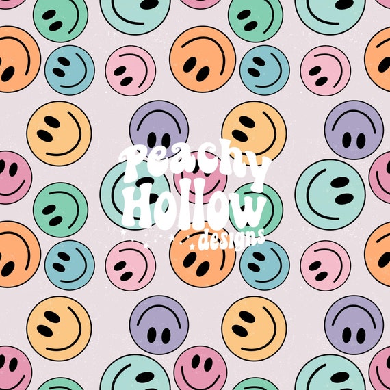 Seamless Smiley Face Pattern Background Paper Repeating Patterns Sublimation Seamless Retro Happy Face Patterns 300 DPI Commercial Use