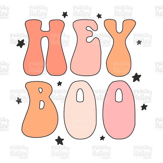 Hey Boo Halloween PNG Digital Design Download Sublimation Fall Autumn Vintage Digital File png
